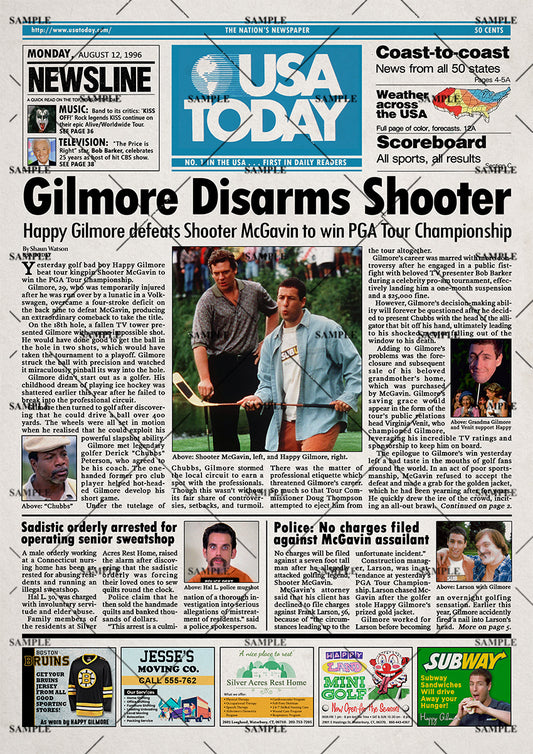 Happy Gilmore Newspaper print