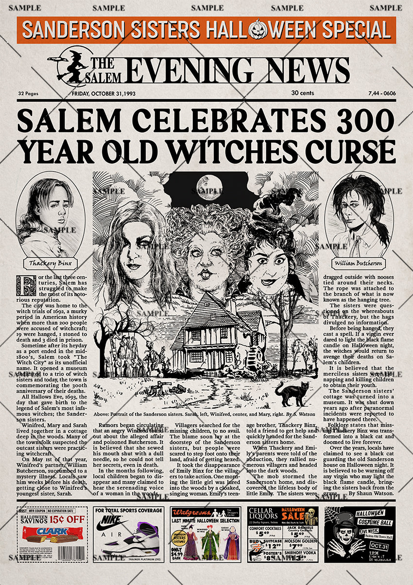 Hocus Pocus Newspaper poster print