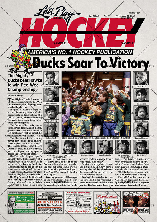 The Mighty Ducks Newspaper Poster print