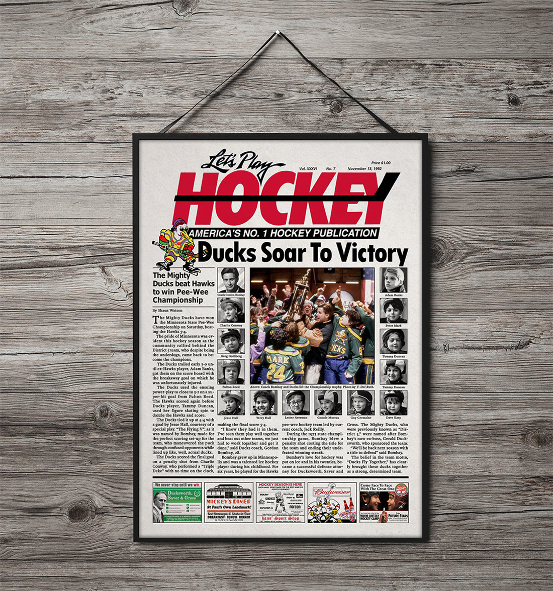 The Mighty Ducks Newspaper Poster print