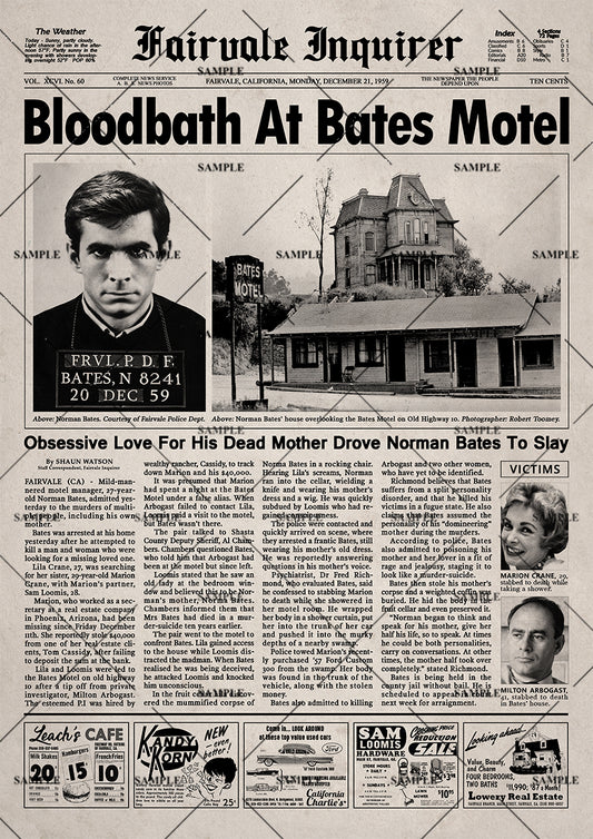 Psycho Newspaper poster print