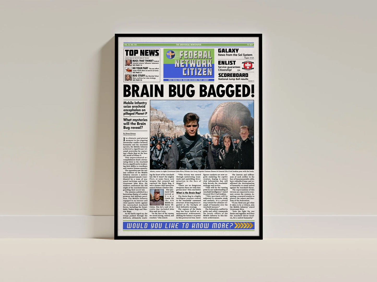 Starship Troopers Newspaper Poster print