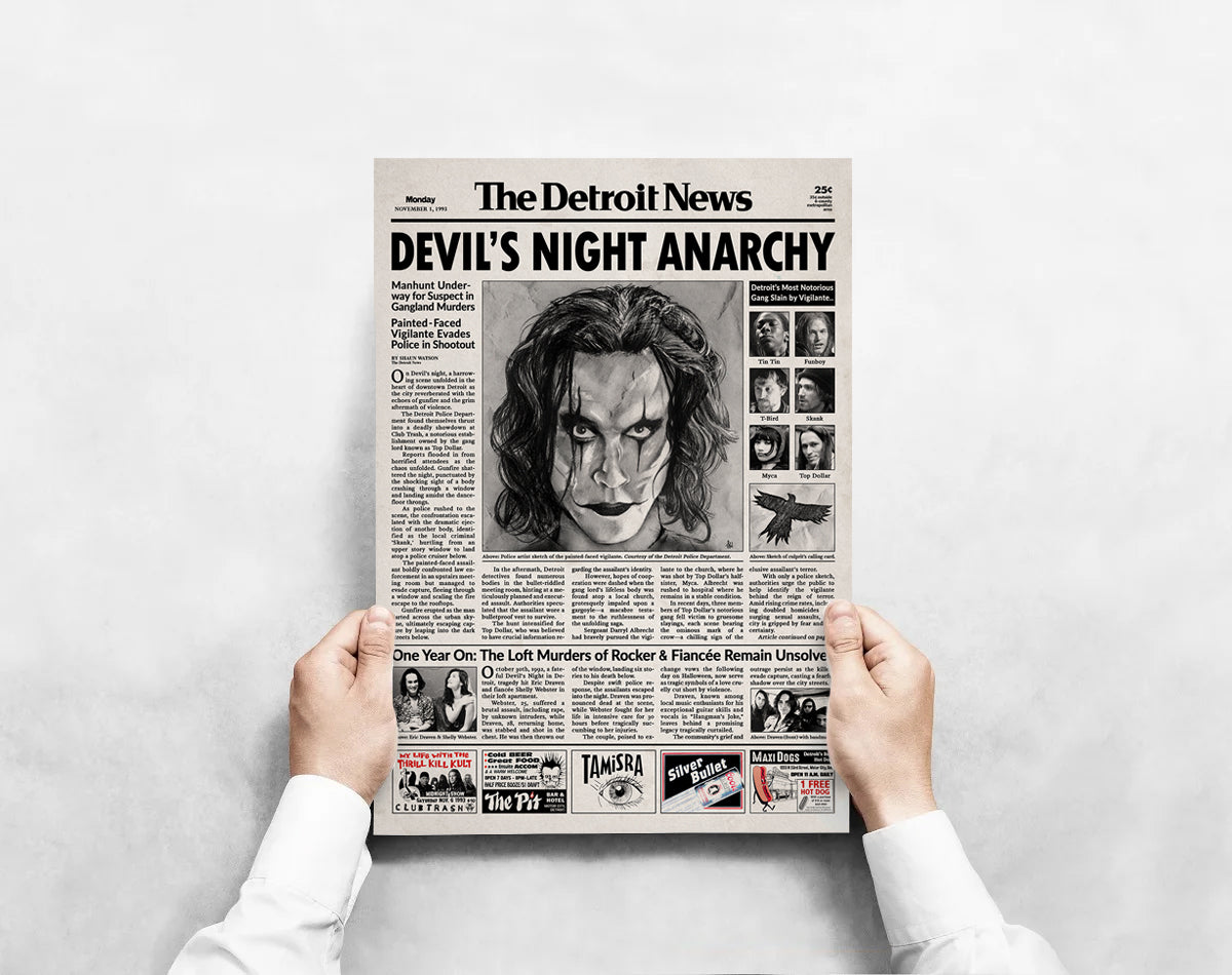 The Crow 1994 Movie Newspaper Poster Print