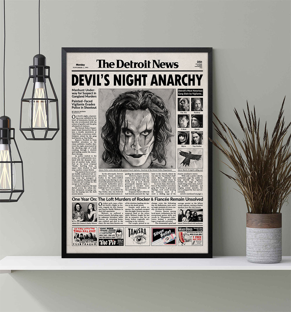 The Crow 1994 Movie Newspaper Poster Print