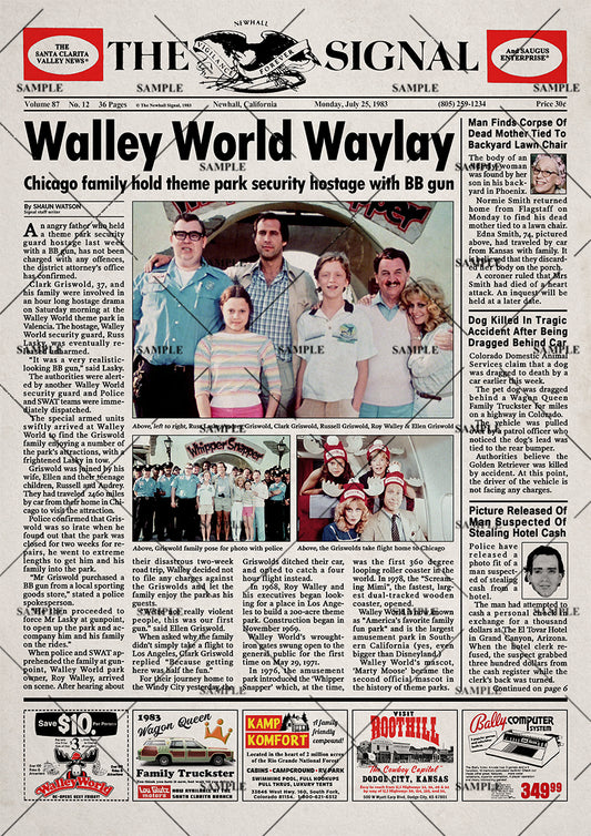National Lampoon's Vacation Newspaper poster print