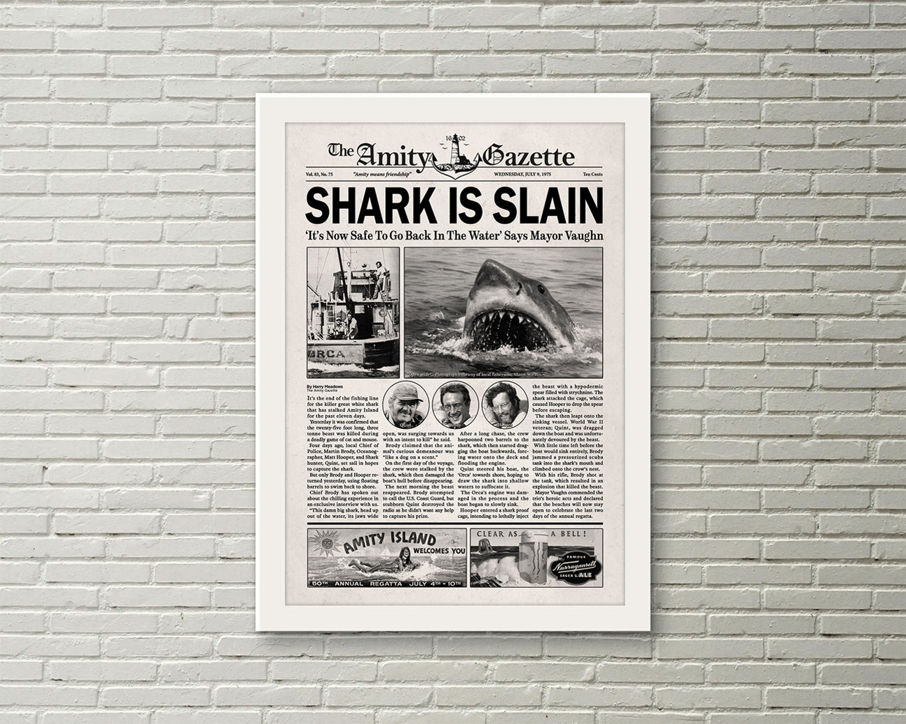 Jaws Amity Gazette Newspaper print