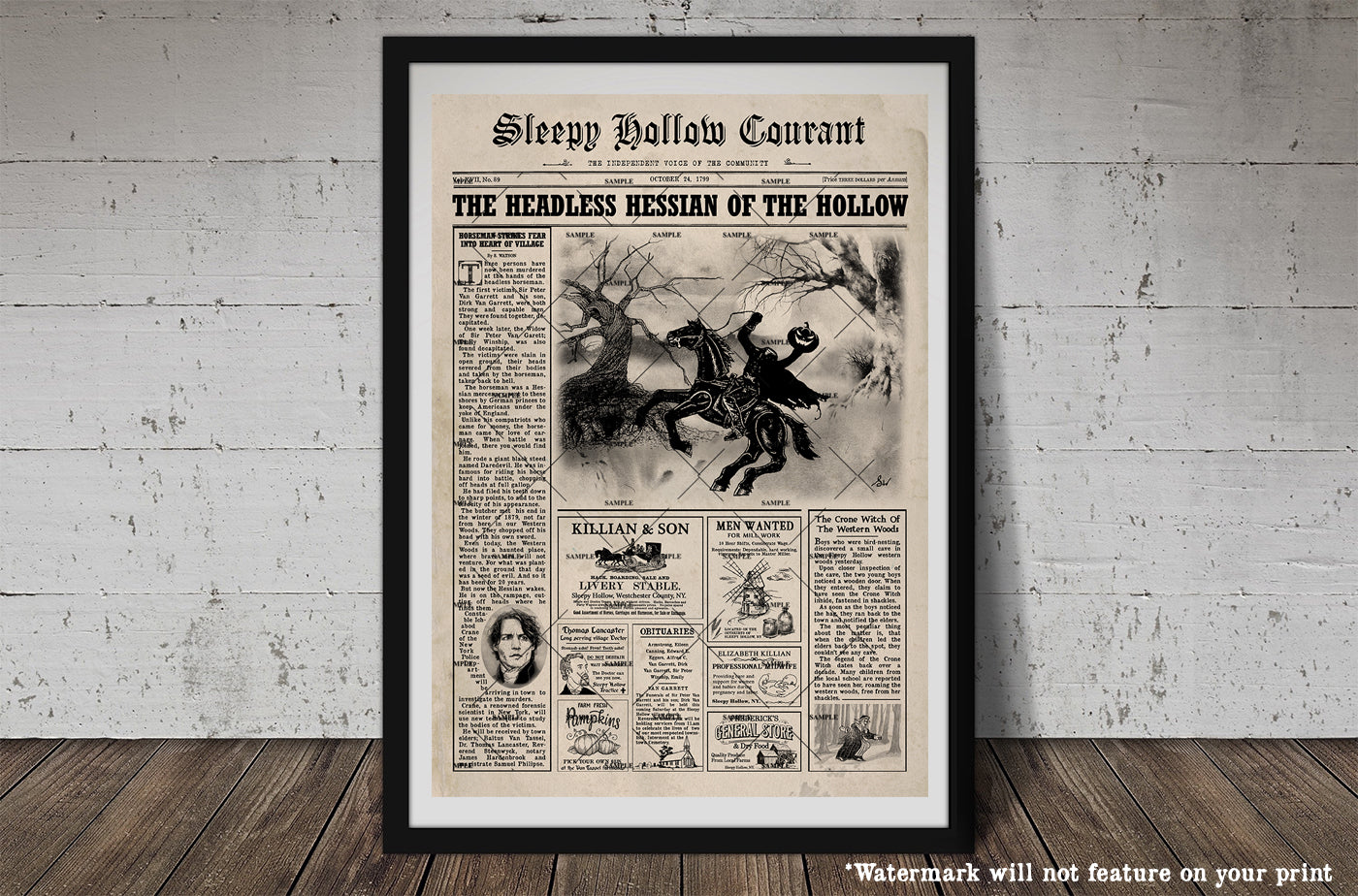 Sleepy Hollow Newspaper Print