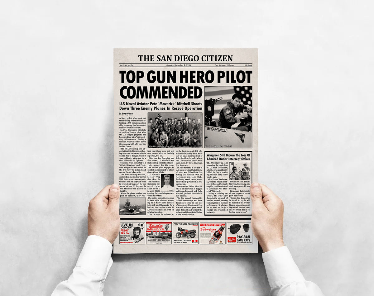 Top Gun Newspaper Poster print