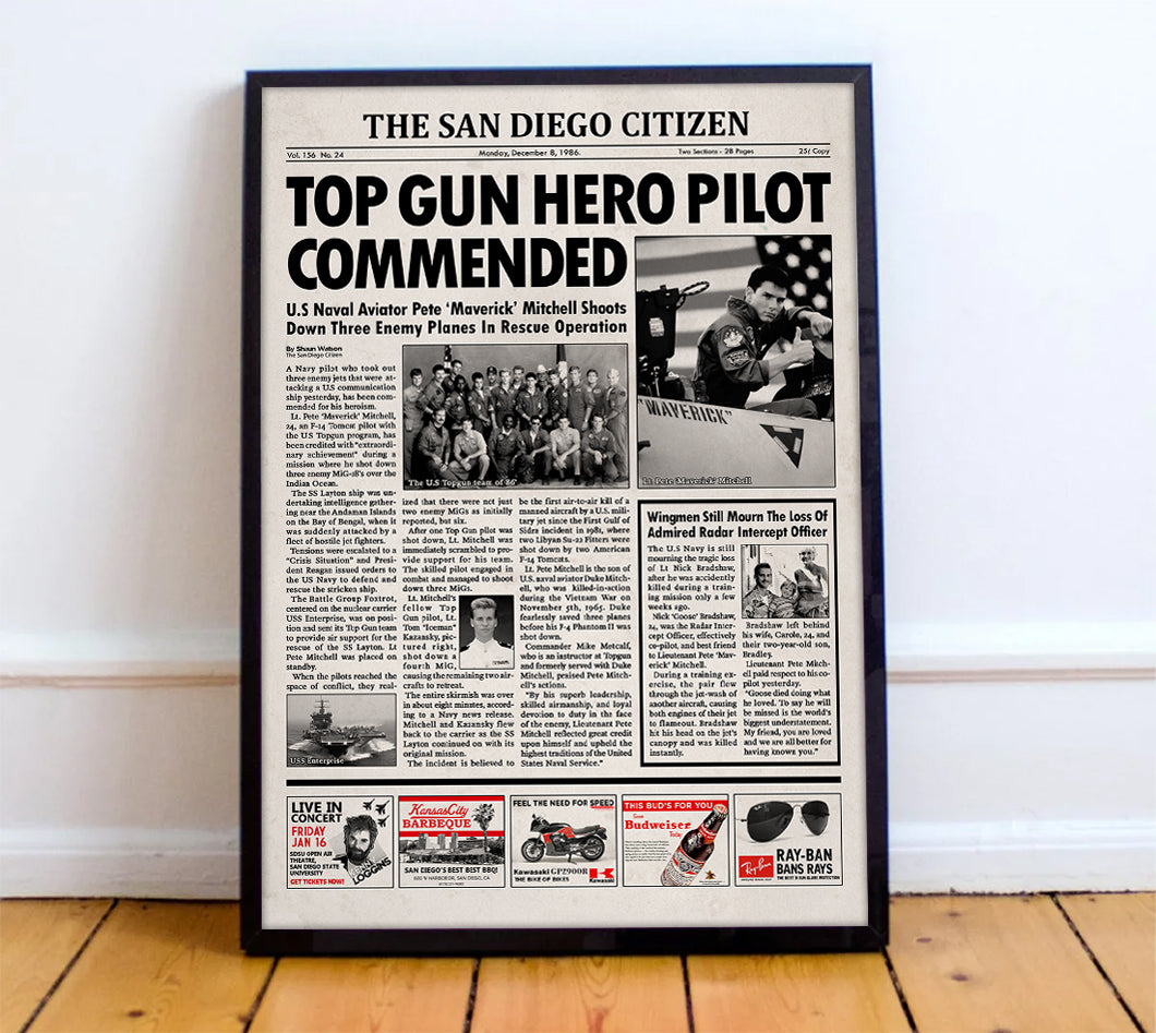 Top Gun Newspaper Poster print