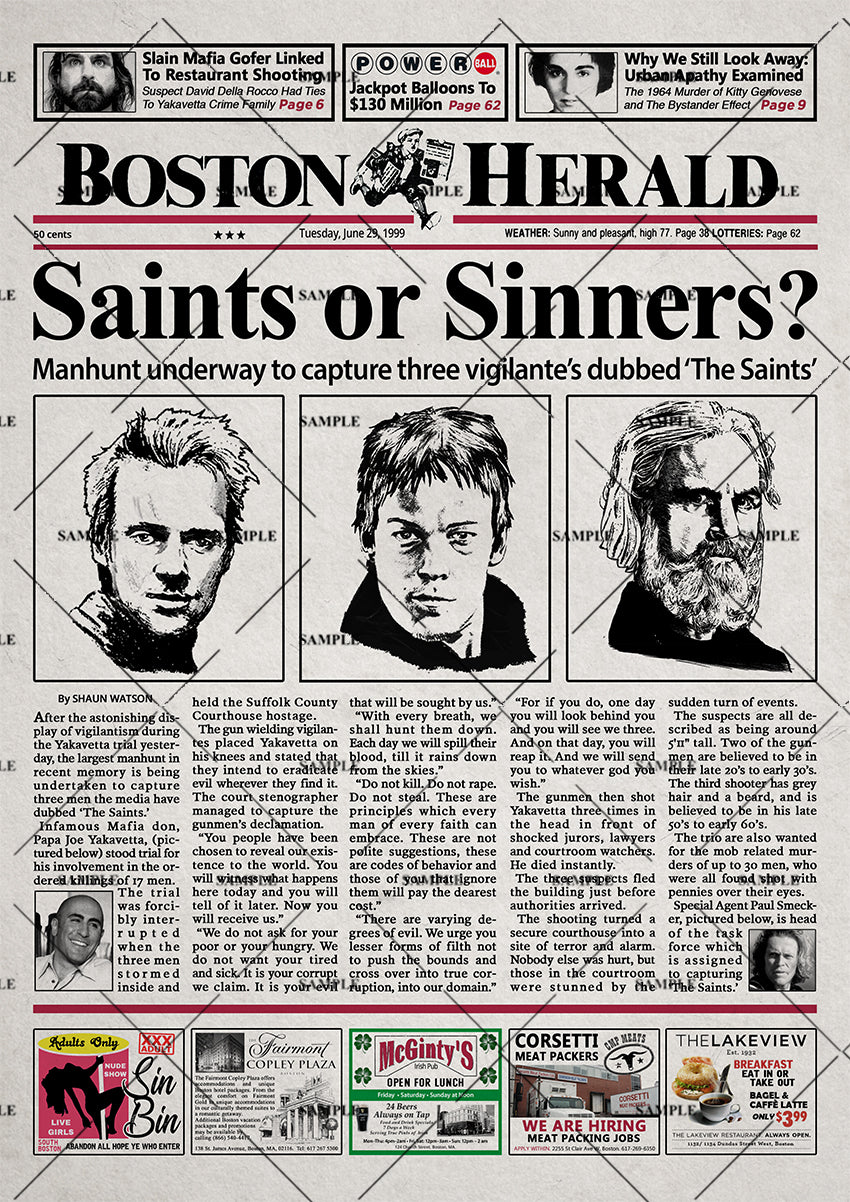 The Boondock Saints Newspaper Poster Print