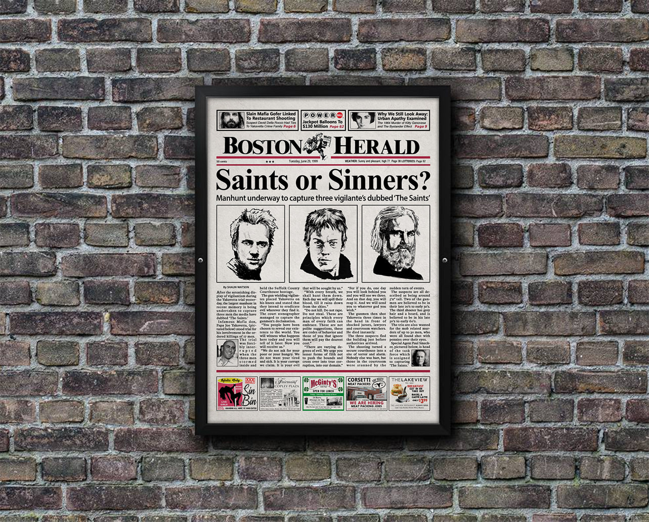 The Boondock Saints Newspaper Poster Print