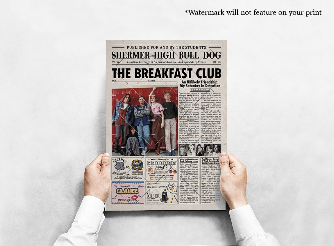 The Breakfast Club Newspaper poster print