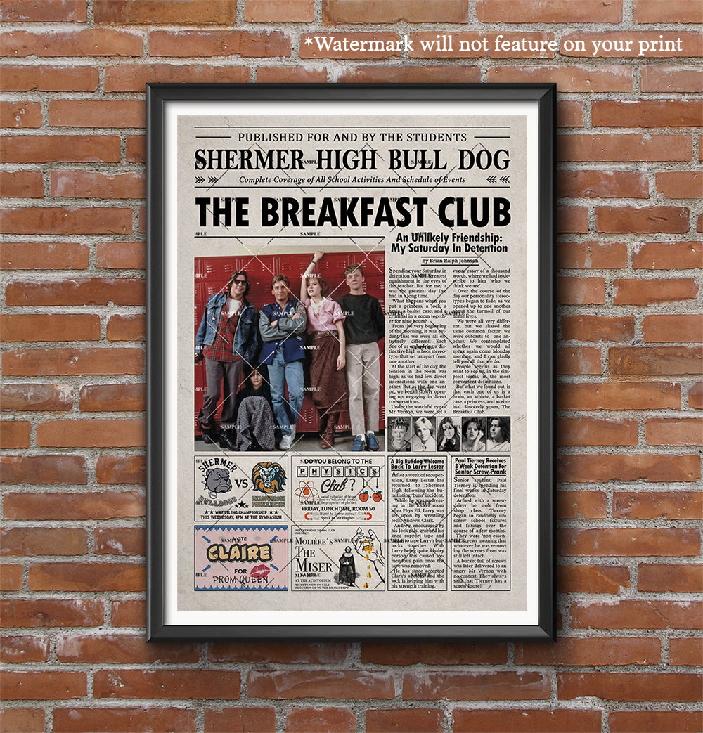 The Breakfast Club Newspaper poster print