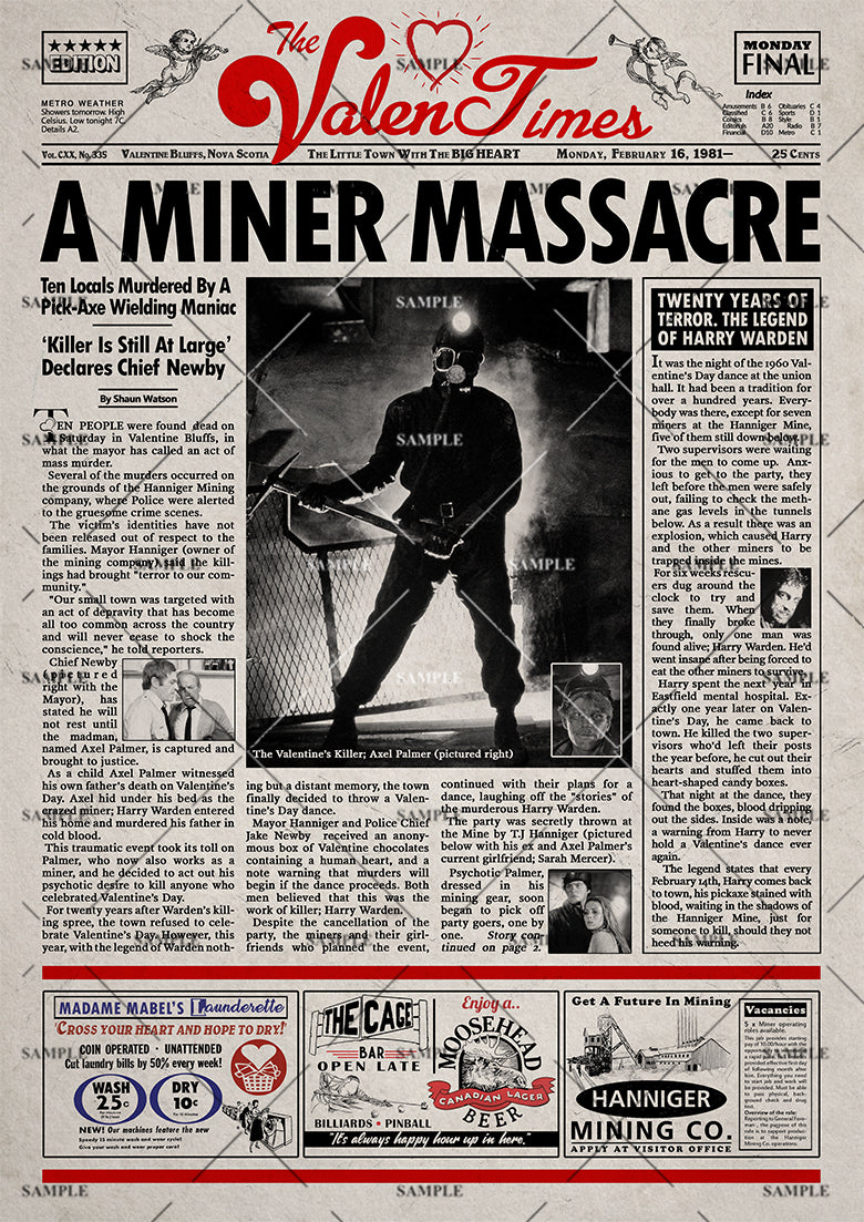 My Bloody Valentine 1981 Newspaper Poster Print