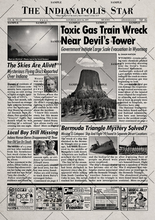 Close Encounters of the Third Kind Newspaper Poster print