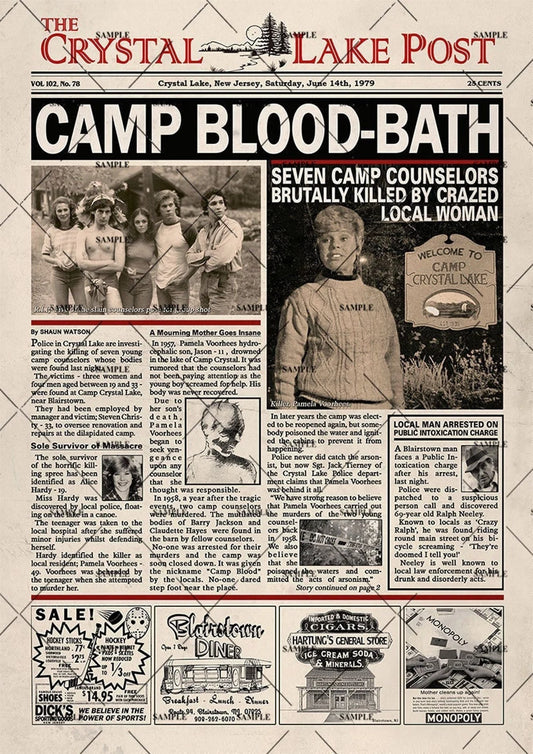 Friday the 13th 1980 Newspaper Poster Print