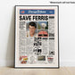 Ferris Bueller's Day Off Newspaper poster Print