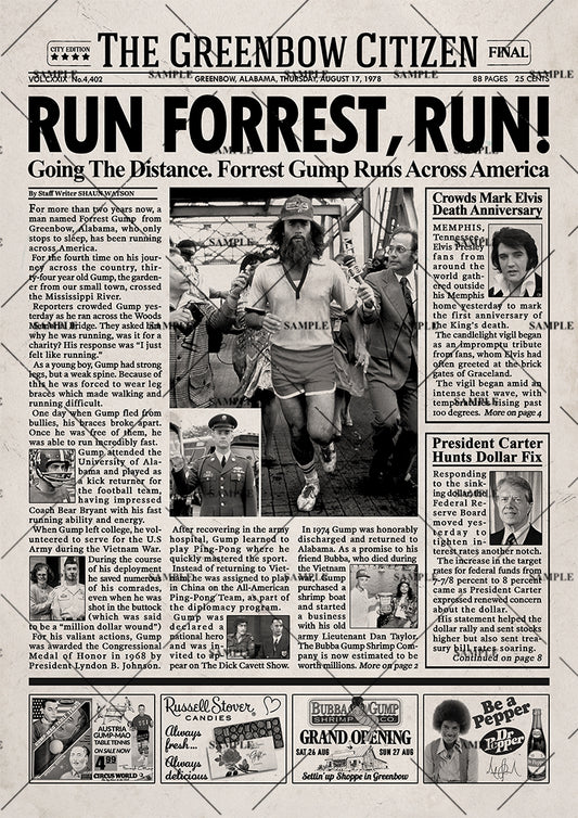 Forrest Gump Movie Newspaper print