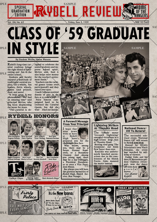 Grease Rydell High School Newspaper Poster Print
