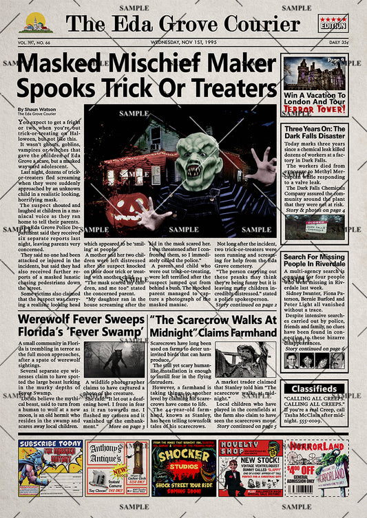 Goosebumps The Haunted Mask Newspaper Poster Print