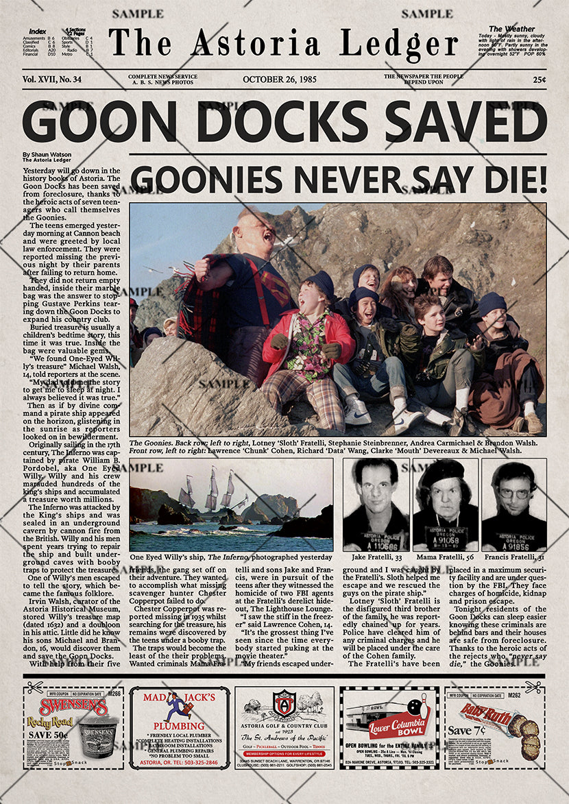 The Goonies Newspaper poster print