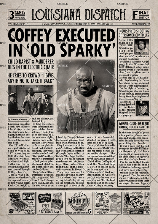 The Green Mile Newspaper Poster print