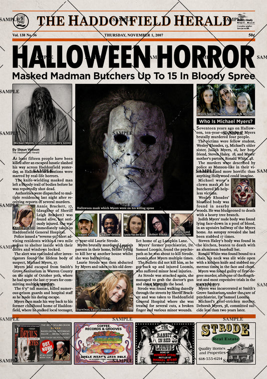 Halloween 2007 Rob Zombie Newspaper Poster print