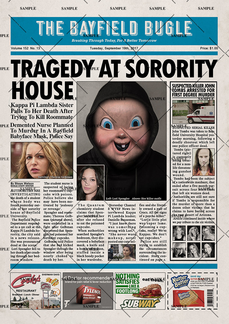 Happy Death Day Newspaper Poster Print