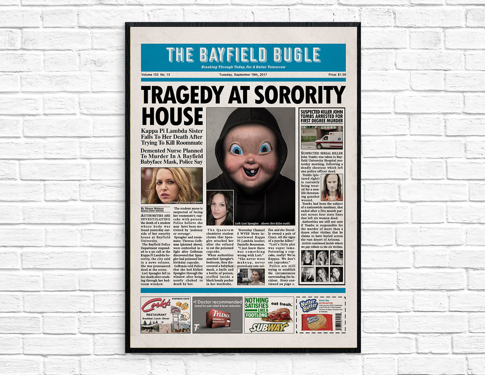 Happy Death Day Newspaper Poster Print