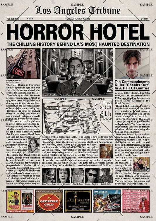 American Horror Story Hotel Newspaper Poster Print