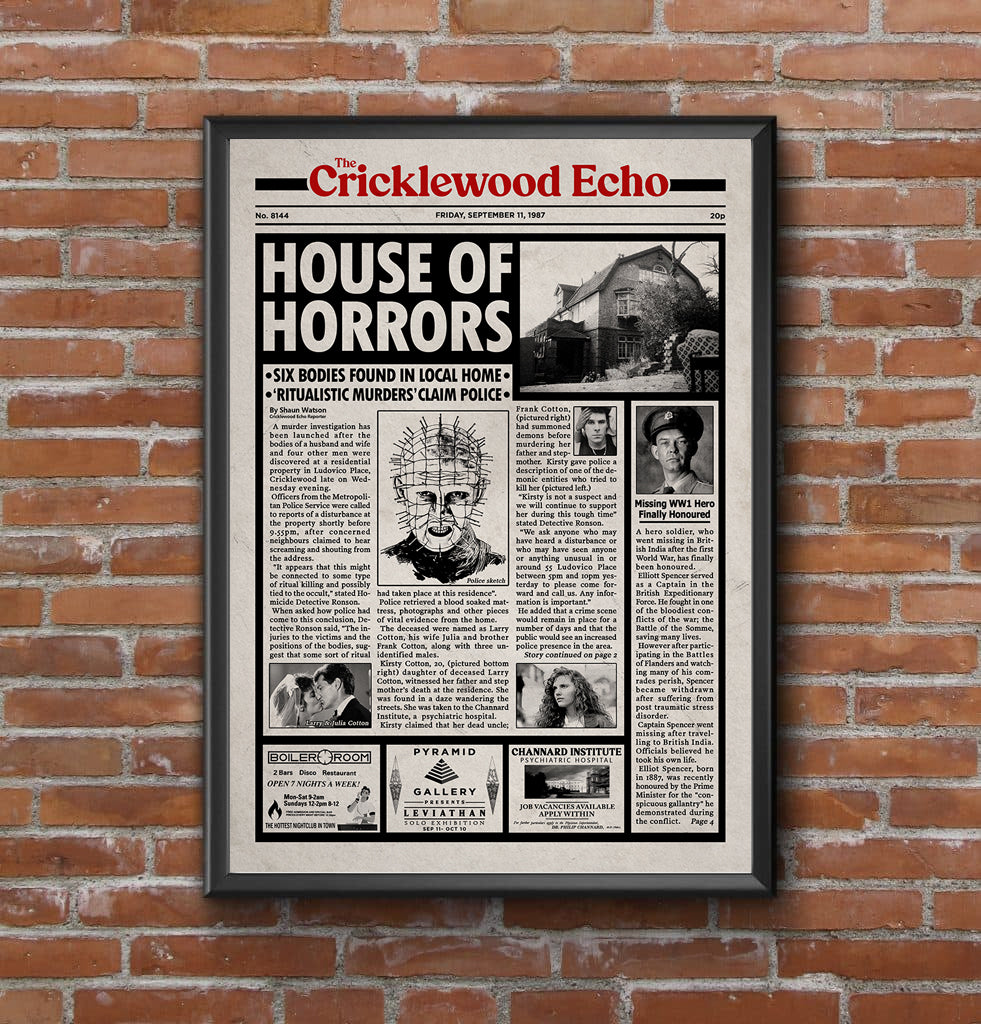 Hellraiser Newspaper Poster Print