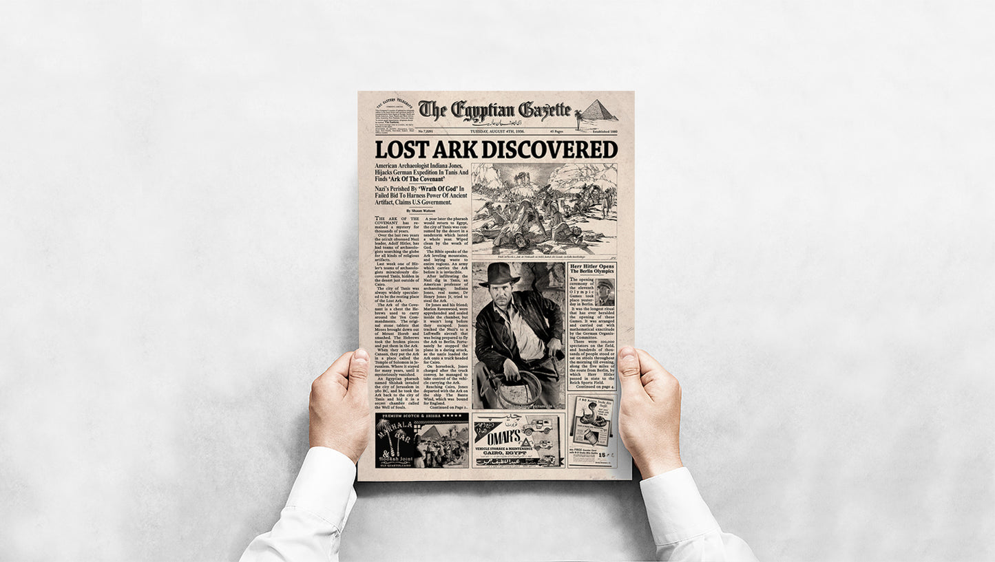 Indiana Jones Raiders of the Lost Ark Newspaper poster print