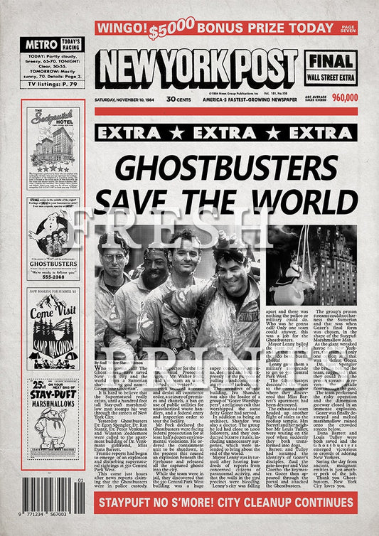 Ghostbusters Newspaper poster print