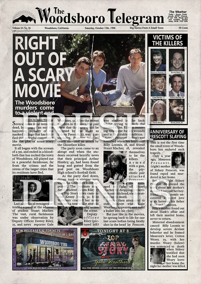 Scream 1996 Newspaper poster print