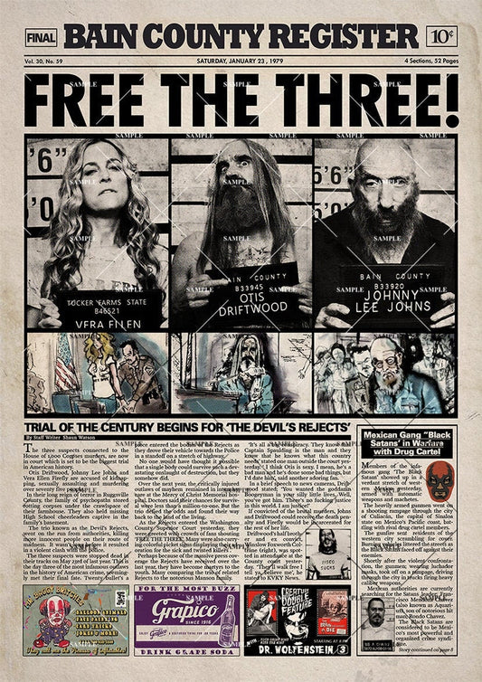 3 FROM HELL Newspaper poster print The Devil's Rejects Rob Zombie