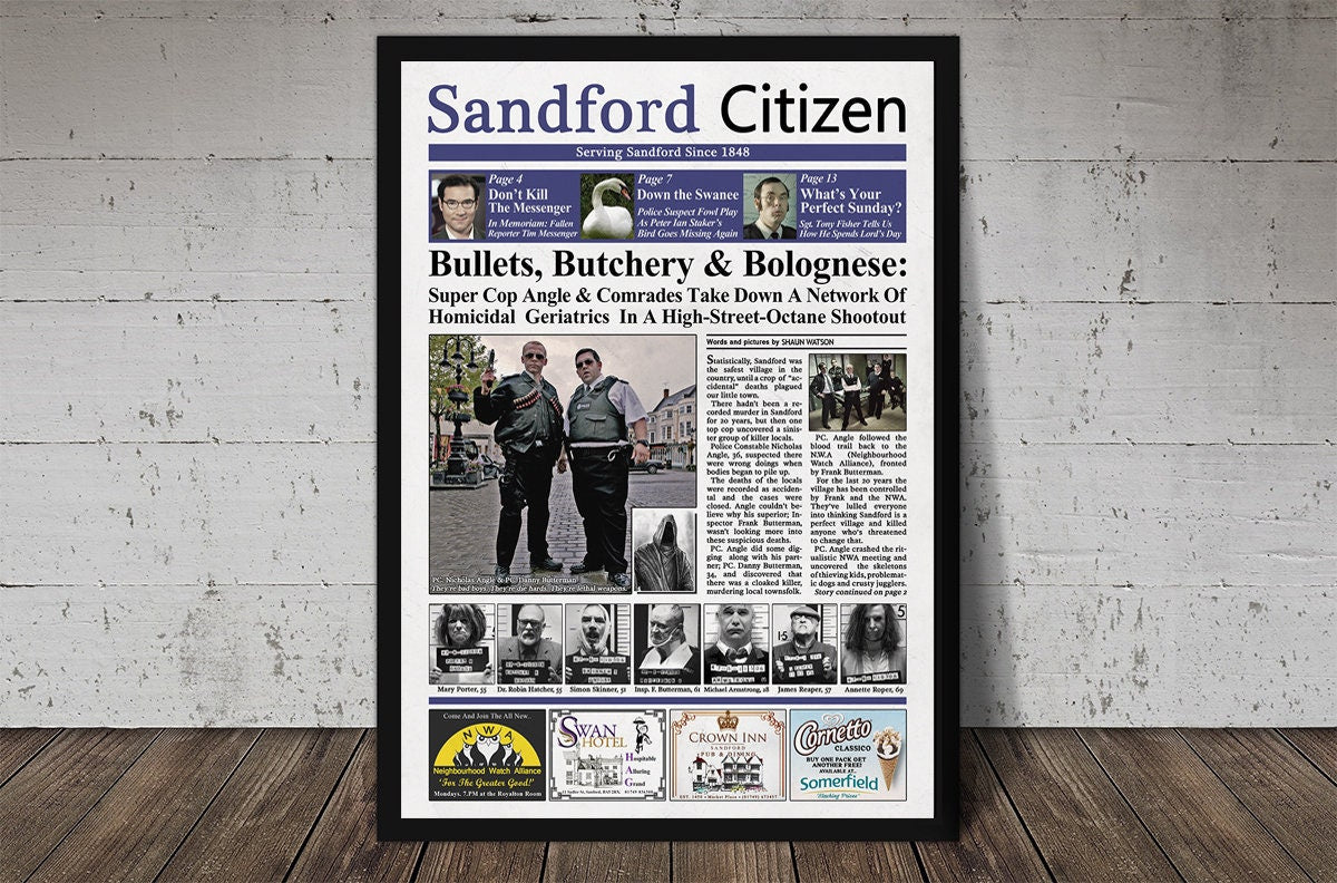 Hot Fuzz Newspaper Poster Print