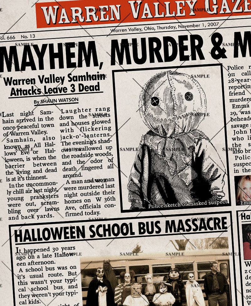 Trick 'r Treat Newspaper Poster Print