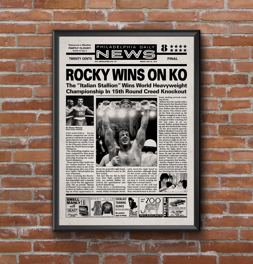 Rocky 2 Newspaper Poster Print