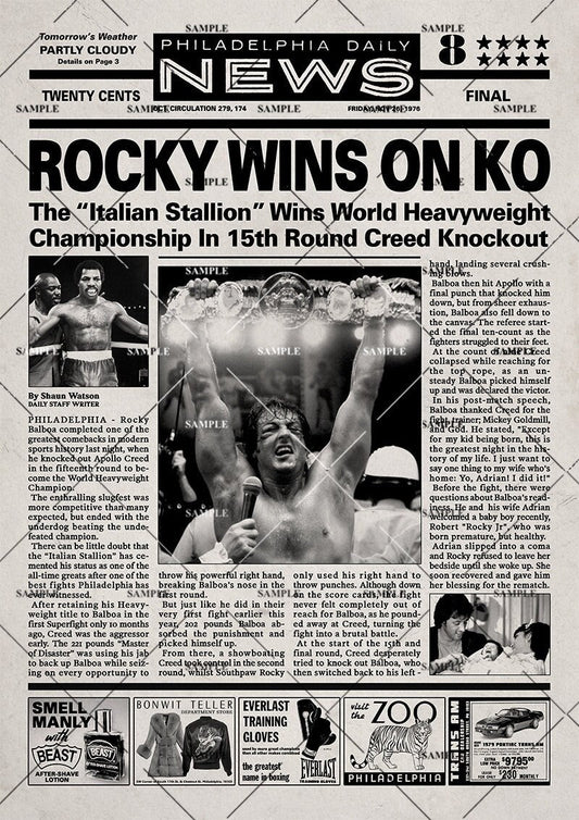 Rocky 2 Newspaper Poster Print