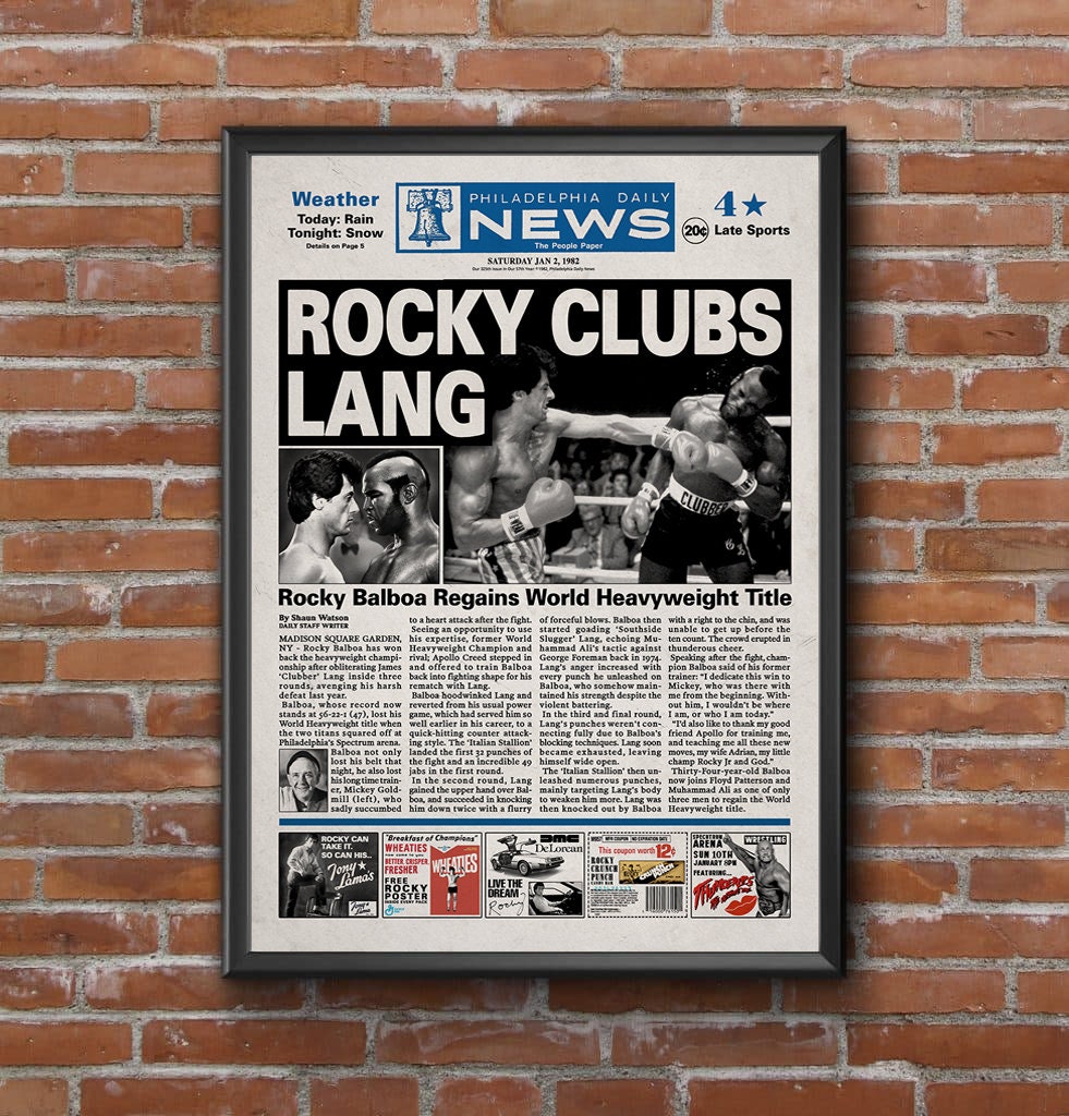 Rocky 3 Newspaper Poster print