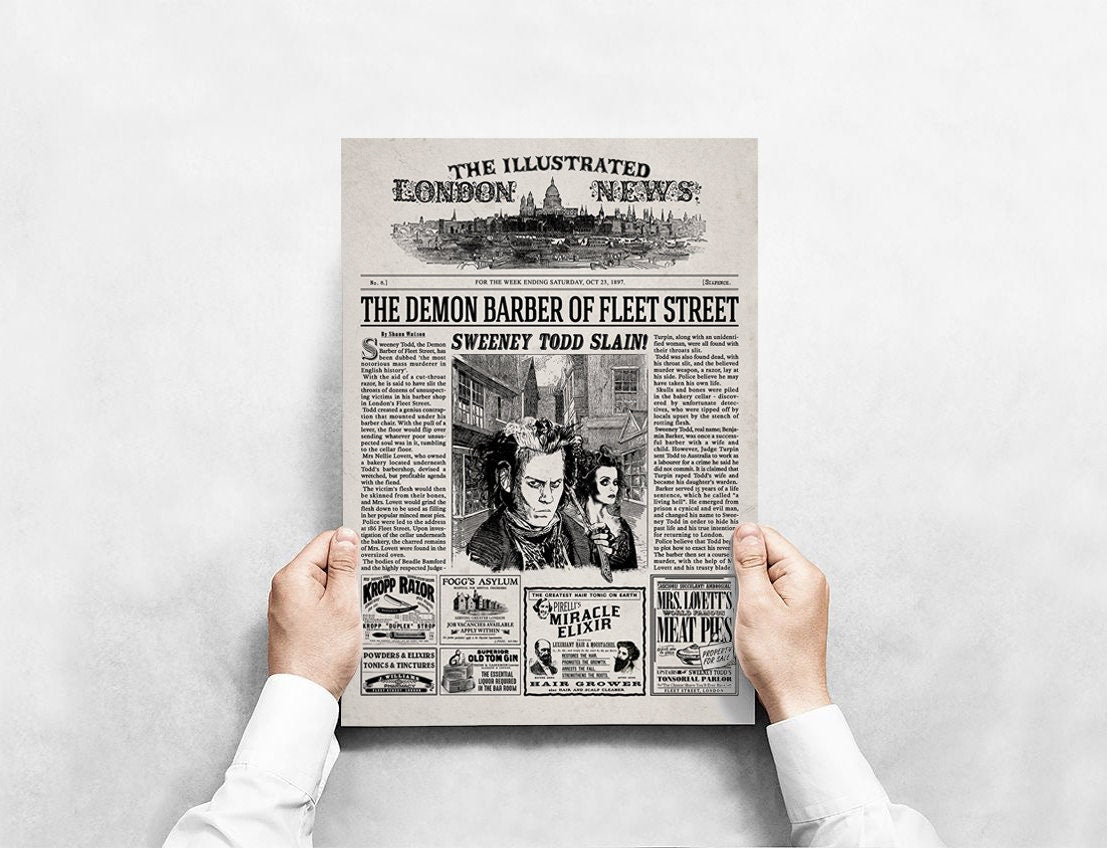 Sweeney Todd The Demon Barber of Fleet Street Newspaper Poster print