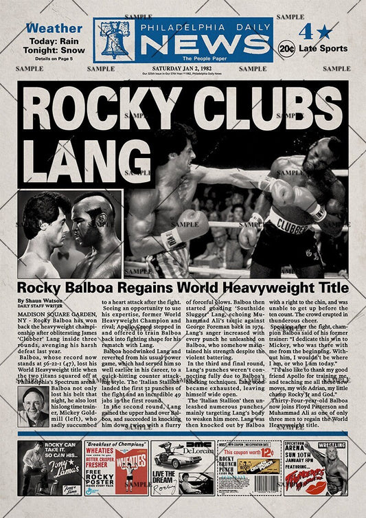 Rocky 3 Newspaper Poster print