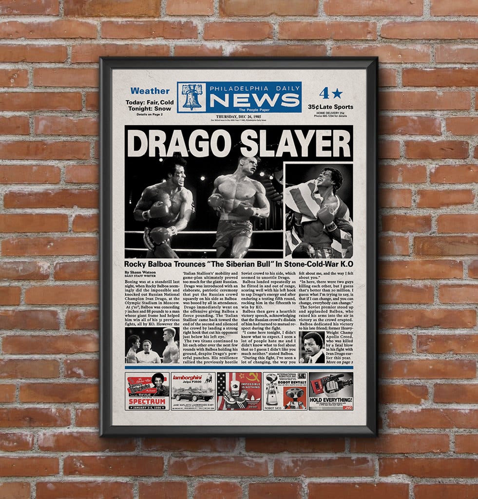 Rocky 4 Newspaper Poster print