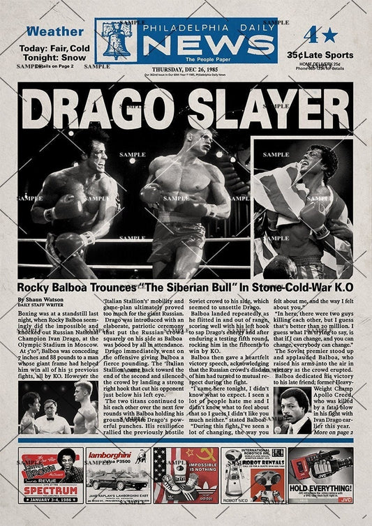 Rocky 4 Newspaper Poster print