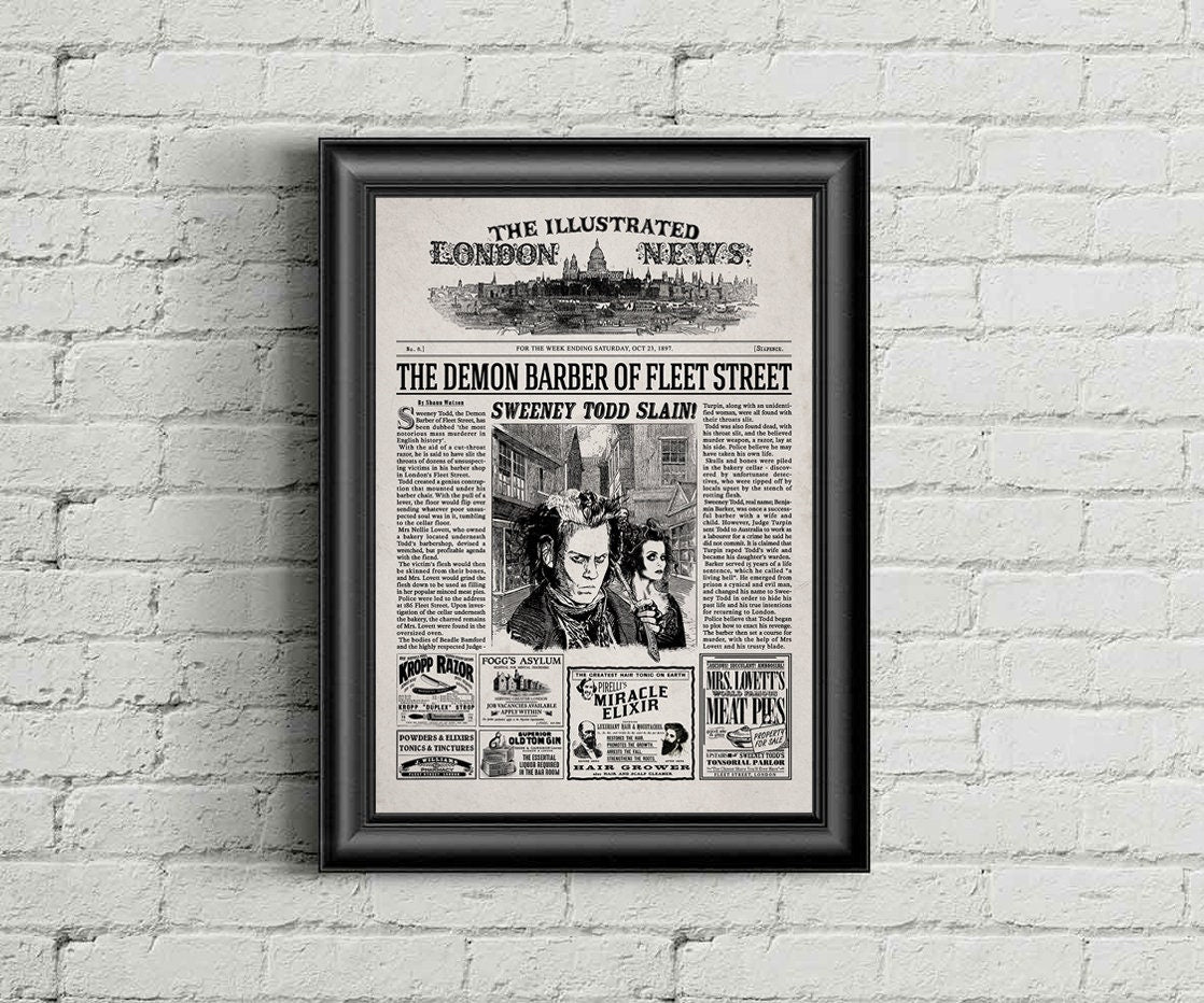 Sweeney Todd The Demon Barber of Fleet Street Newspaper Poster print