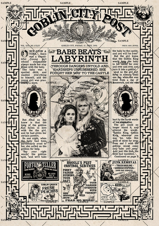 Labyrinth Newspaper Poster print