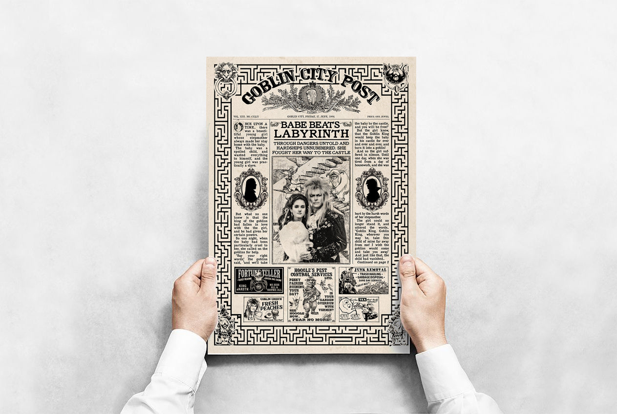 Labyrinth Newspaper Poster print