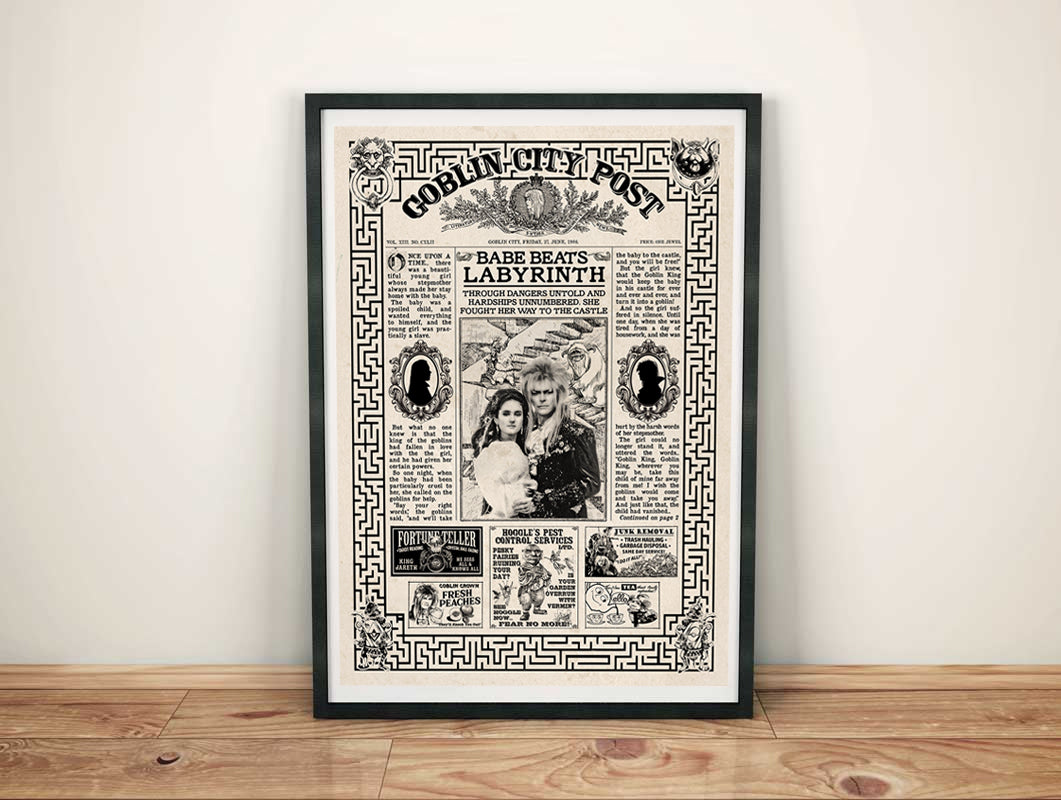 Labyrinth Newspaper Poster print