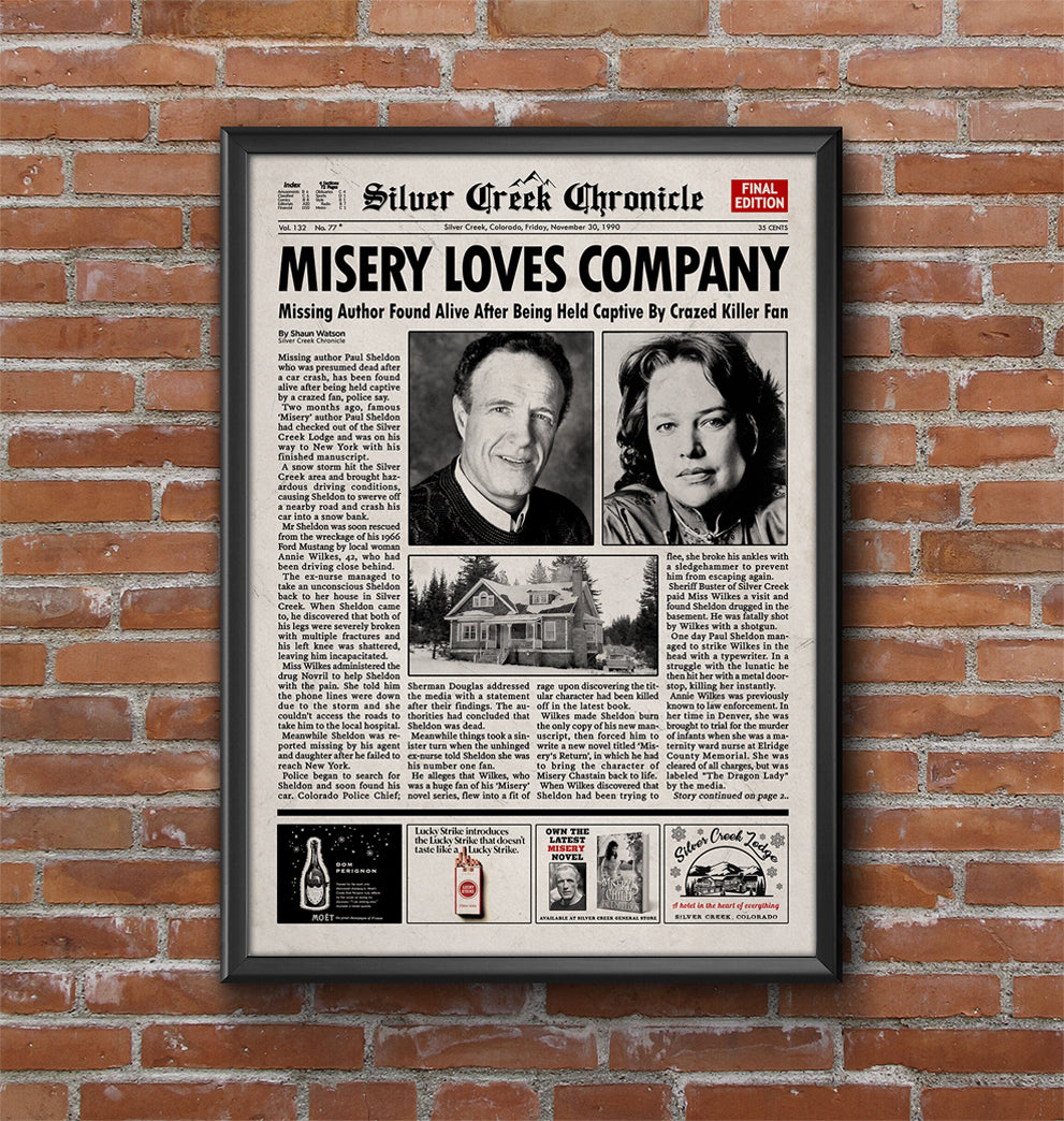 Misery Newspaper Poster print