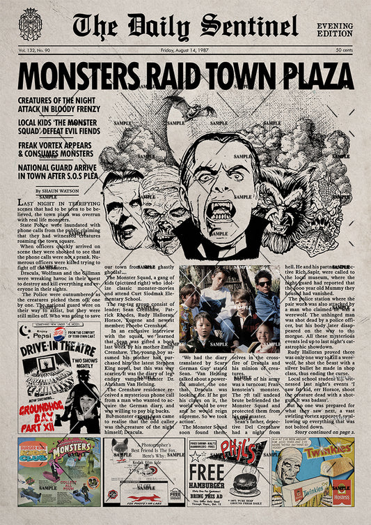 The Monster Squad Newspaper poster Print